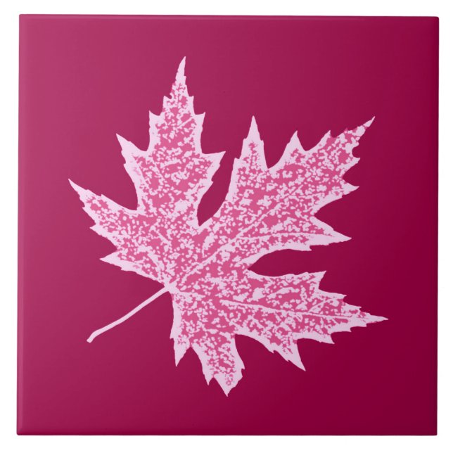 Oak leaf - burgundy wine and pink tile (Front)