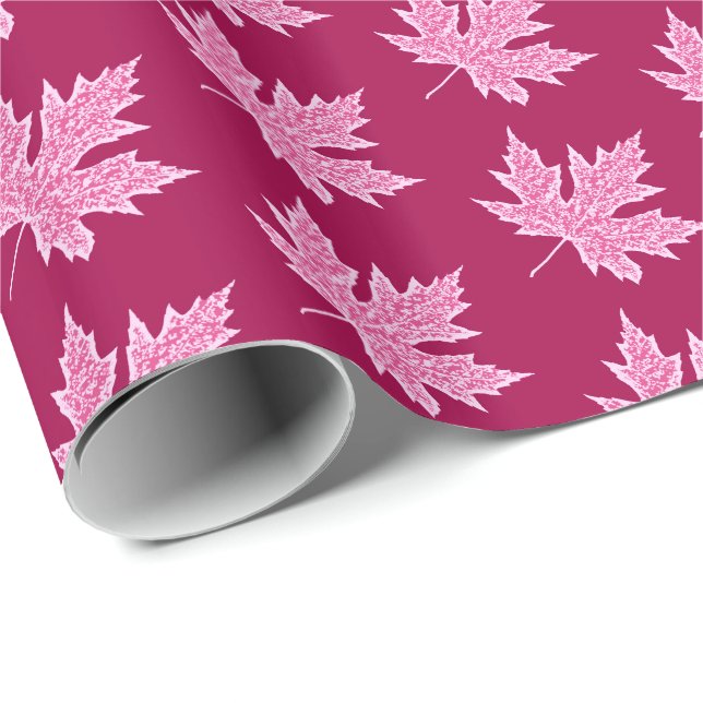 Oak leaf - burgundy wine and pink wrapping paper (Roll Corner)