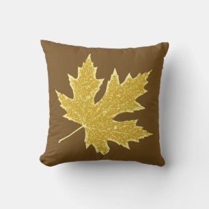 Oak leaf - camel tan and brown cushion