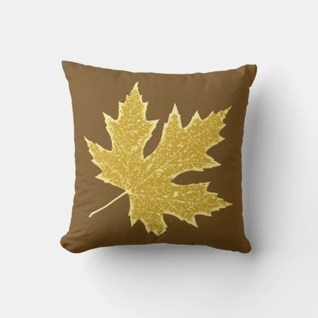 Oak leaf - camel tan and brown cushion (Front)