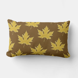 Oak leaf - camel tan and brown lumbar cushion