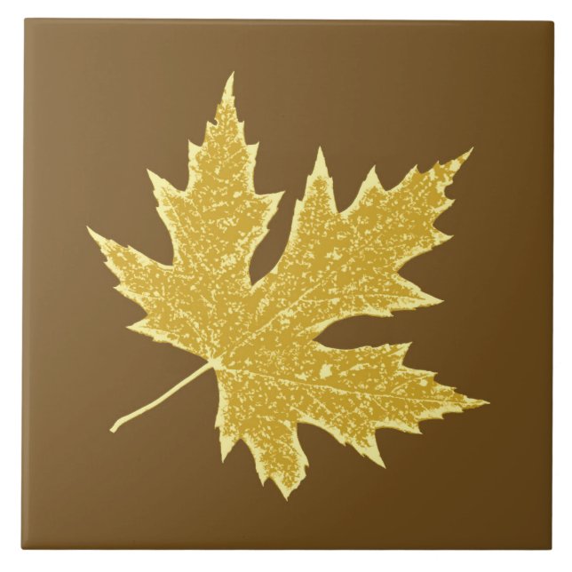 Oak leaf - camel tan and brown tile (Front)