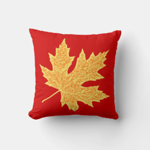Oak leaf - deep red and saffron cushion