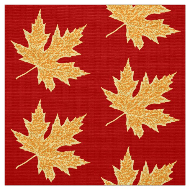 Oak leaf - deep red and saffron fabric (Swatch)