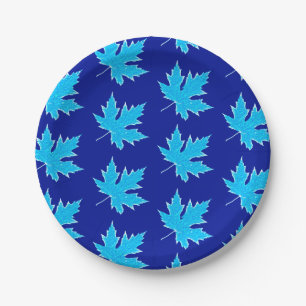 Oak leaf - ice blue and cobalt paper plate