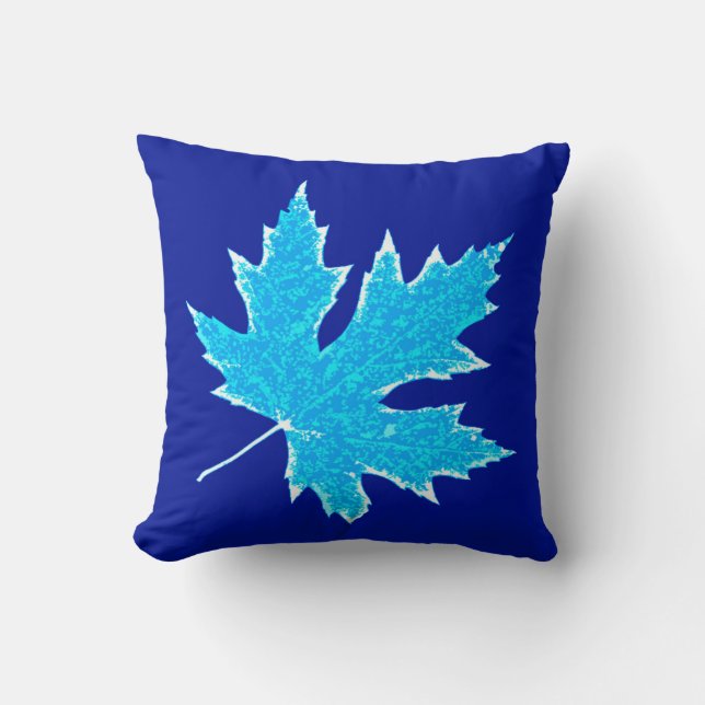 Oak leaf - ice blue and white cushion (Front)