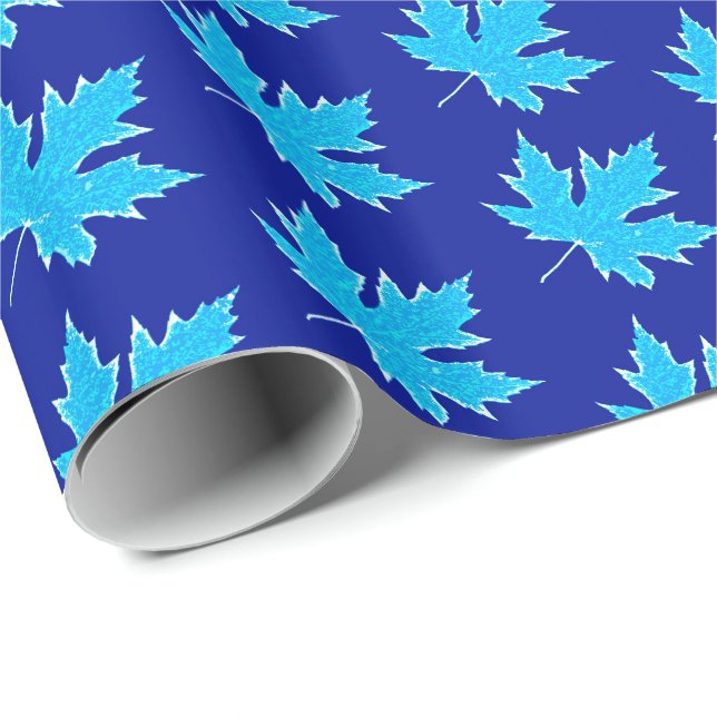 Oak leaf - ice blue and white wrapping paper (Roll Corner)
