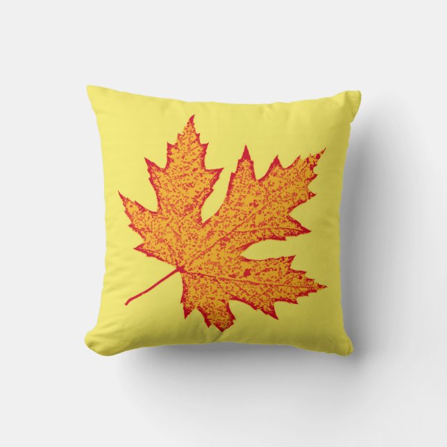 Oak leaf - orange and mustard gold cushion (Front)
