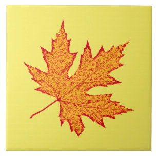 Oak leaf - orange and mustard gold tile