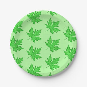 Oak leaf - shades of green paper plate
