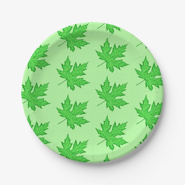 Oak leaf - shades of green paper plate (Front)