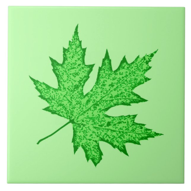 Oak leaf - shades of green tile (Front)