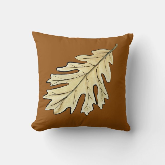 Oak Leaf Watercolor Cushion (Front)