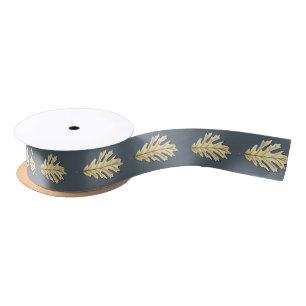 Oak Leaf Watercolor Satin Ribbon