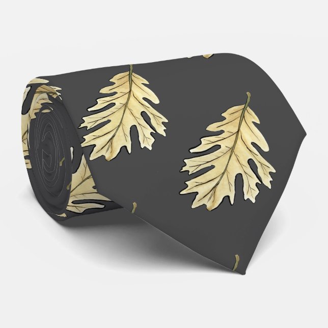 Oak Leaf Watercolor Tie (Rolled)