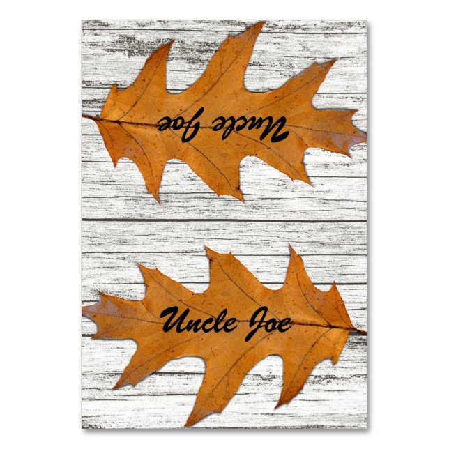 Oak Leaf Wood Name Template Place Cards (Front)