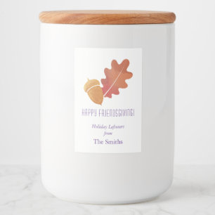 Oak Leaves & Acorn Design in Purple and Orange Food Label