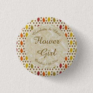 Oak leaves and Acorns Fall Autumn Wedding Custom 3 Cm Round Badge