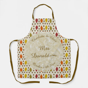 Oak leaves and Acorns Fall Autumn Wedding Custom Apron