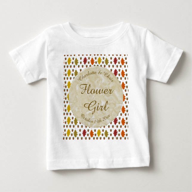 Oak leaves and Acorns Fall Autumn Wedding Custom Baby T-Shirt (Front)