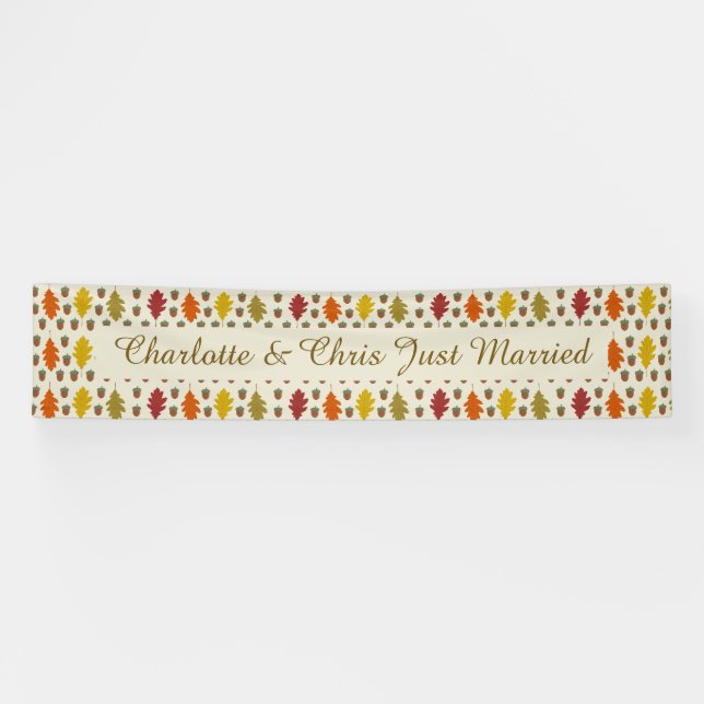 Oak leaves and Acorns Fall Autumn Wedding Custom Banner (Horizontal)