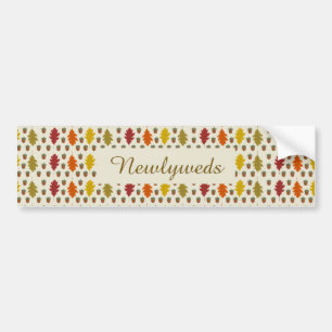 Oak leaves and Acorns Fall Autumn Wedding Custom Bumper Sticker
