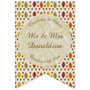 Oak leaves and Acorns Fall Autumn Wedding Custom Bunting