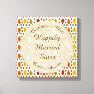 Oak leaves and Acorns Fall Autumn Wedding Custom Canvas Print