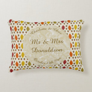 Oak leaves and Acorns Fall Autumn Wedding Custom Decorative Cushion