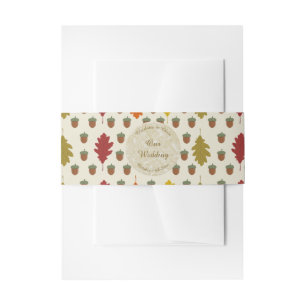Oak leaves and Acorns Fall Autumn Wedding Custom Invitation Belly Band