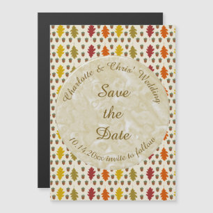 Oak leaves and Acorns Fall Autumn Wedding Custom Magnetic Invitation