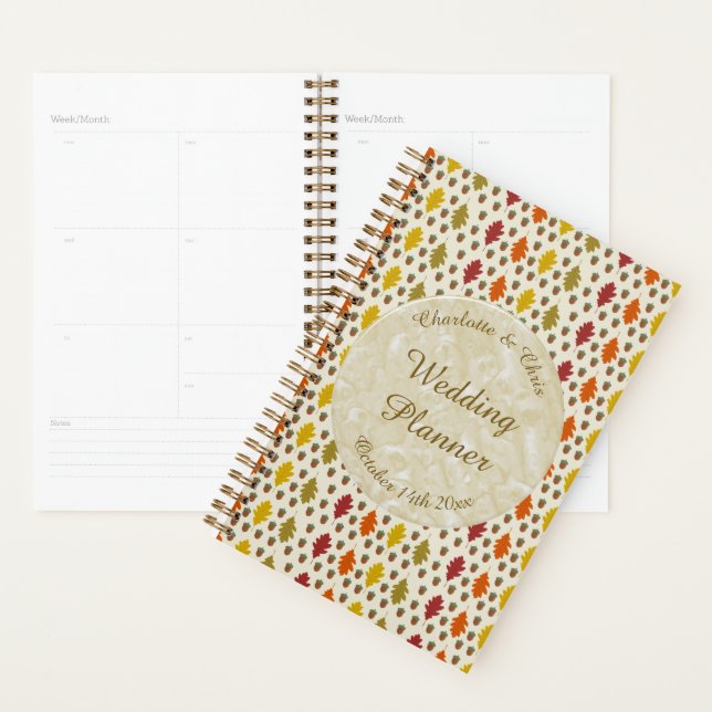 Oak leaves and Acorns Fall Autumn Wedding Custom Planner (Display)