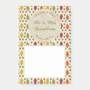 Oak leaves and Acorns Fall Autumn Wedding Custom Post-it Notes