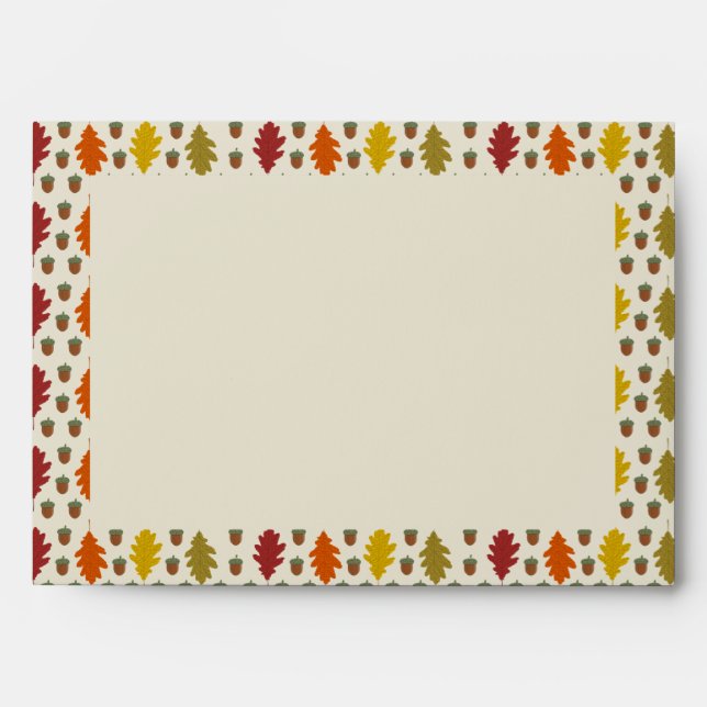 Oak leaves and Acorns Fall Autumn Wedding Pattern Envelope (Front)