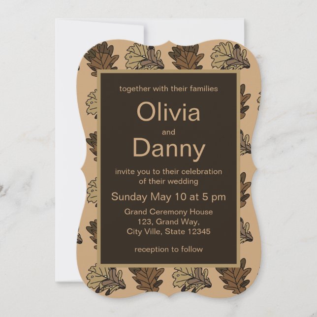 Oak Leaves Autumn Nature Wedding Invitation (Front)