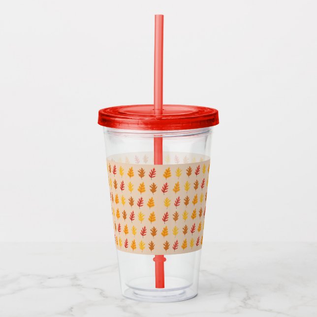 Oak Leaves Pattern Acrylic Tumbler (Front)