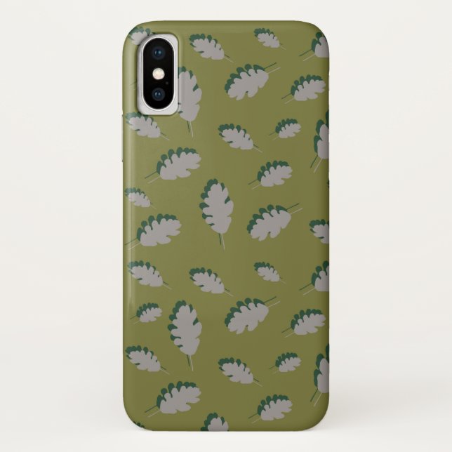 Oak leaves pattern guacomole grey Case-Mate iPhone case (Back)