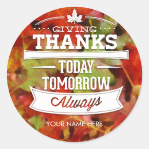 Oak Leaves Thanksgiving Fall Autumn Harvest Label