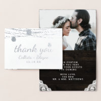 Oak Ridge Rustic Thank You Wedding Photo Silver