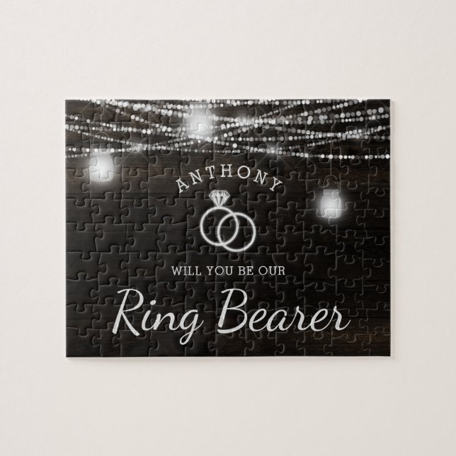 Oak Ridge Rustic Wood Be Our Ring Bearer Proposal Jigsaw Puzzle (Horizontal)