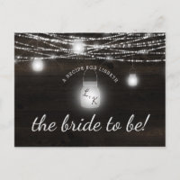 Oak Ridge Rustic Wood Bride to Be Recipe Card