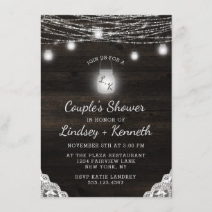 Oak Ridge Rustic Wood Couple's Wedding Shower Invitation