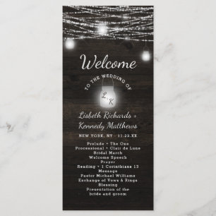 Oak Ridge Rustic Wood & Mason Jar Wedding Ceremony Programme