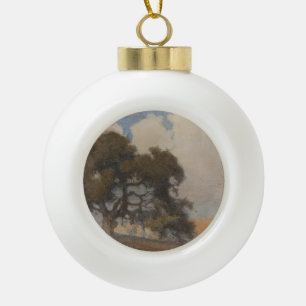 Oak Tree (1910) – Majestic Vintage Watercolor Ceramic Ball Christmas Ornament