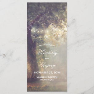 Oak Tree and String Lights Rustic Wedding Programs Programme