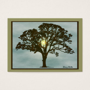 Oak Tree at Sunset Art Card