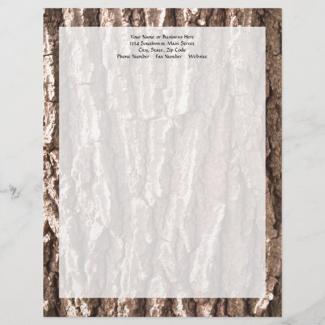 Oak Tree Bark Graphic Personalised Letterhead (Front)
