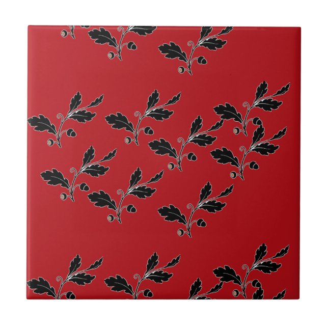 oak tree branches on red tile (Front)