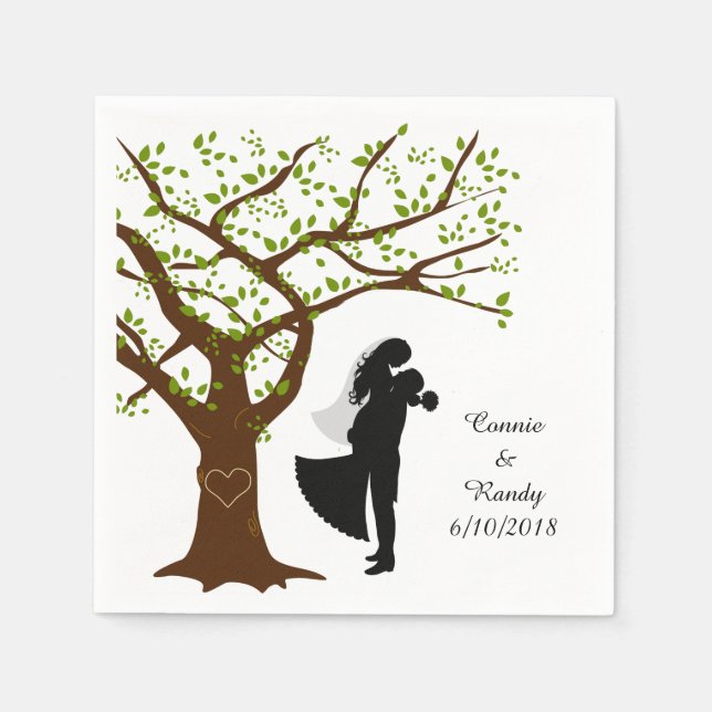 Oak Tree Bride and Groom Napkin (Front)