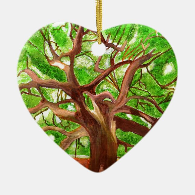 Oak Tree Ceramic Tree Decoration (Front)